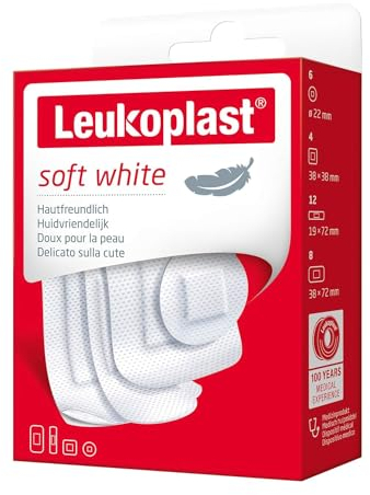 Leukoplast® soft white, weißes Pflaster, Sortiment, 30 Stück, hautfreundlich
