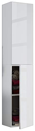 VCM Badmöbel Hochschrank 33x22x150 cm 2 Türen 4 Fächer Stauraum Vorrat | Aufbewahrung für Handtücher und Vorräte - praktisch fürs kleine oder große Bad - für die ganze Familie, Holzwerkstoff