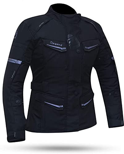 TRAVEL LADY Gris Negra | Chaqueta Moto Mujer de Invierno - Chaqueta Impermeable con Protección para Moto Trail Extraíble - Forro de Invierno Prime Soft Removible - Ropa de Moto L
