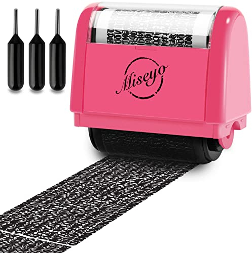 Miseyo Wide Identity Theft Protection Roller Stamp Set - Mint Green (3 Refill Ink Included)
