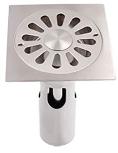 Quadratischer Bodenablauf, 120 mm x 120 mm, Edelstahl, gebürstete Oberfläche, Duschablauf, Bodenablauf für Badezimmer, WC, Küche, Wäsche, Garten