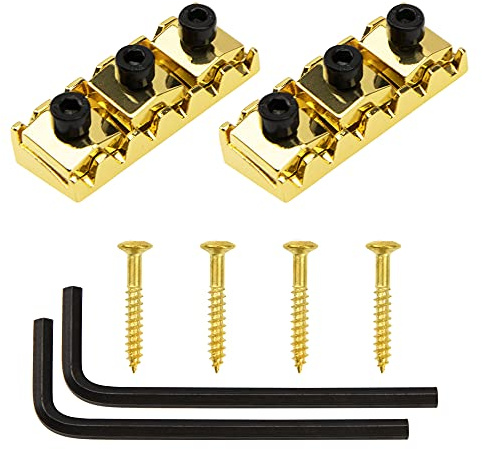 Yootones 42 mm Metall-Gitarrensaiten-Sicherungsmutter, kompatibel mit Floyd Rose Style E-Gitarre, Tremolo-Brückenschloss-System (Gold)