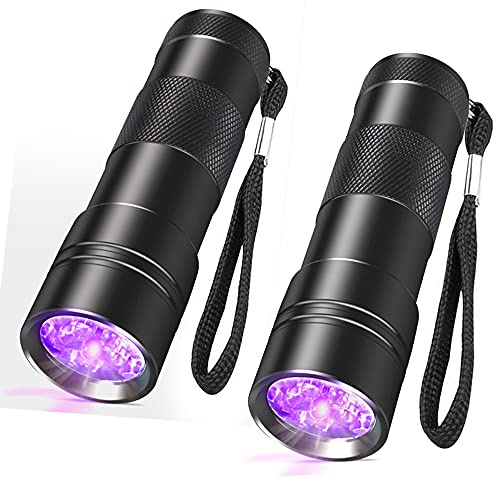 Sevenka SchwarzlichtTaschenlampe, 2 Stück, 12 LEDs, UVSchwarzlichtTaschenlampe, 395 nm HandheldMiniTaschenlampe, professioneller Urindetektor für Hunde, Haustiere, Urinflecken, Bettwanzen und