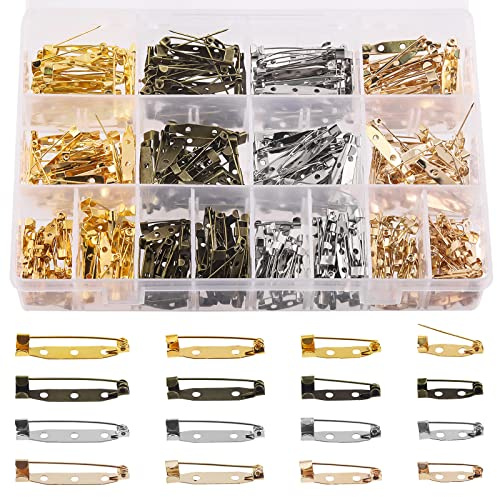 Wokape 320Pcs 4/5 1 6/5 7/5 4 Brosche Ton Pin Backs Kit, Locking Pins Backs Sicherheitsverschluss Pin mit Löchern, Ton Brosche Pin Backs Sicherheit Verriegelung für die Herstellung Corsage