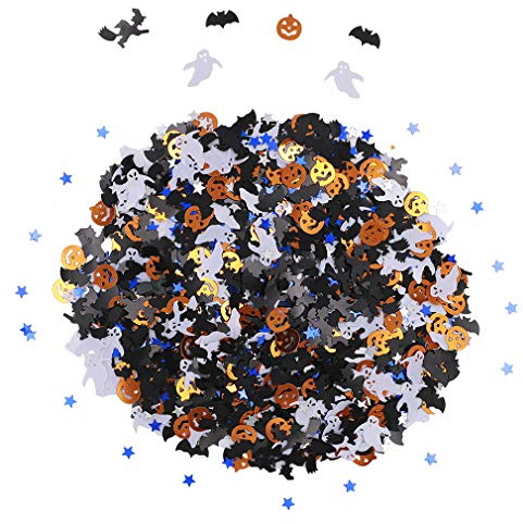 Topfunyy Confettis à paillettes pour fête d'Halloween, citrouilles, chauve-souris, sorcières, fantômes, étoiles, paillettes métalliques, décoration de table pour Halloween