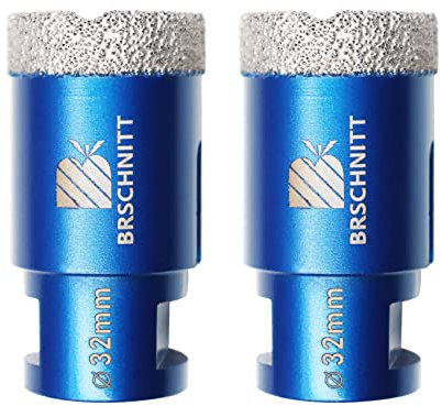 Diamond Drill Bit 32mm,BRSCHNITT 2pcs M14 Vacuum Brazed Diamond Tip Drill Bit for Tile Porcelain Stoneware Ceramic Marble Granite Drilling,Suitable For Angle Grinders