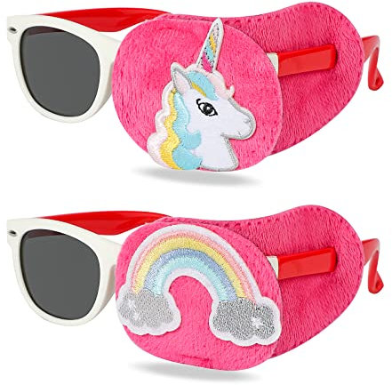 HIFOT cache oeil enfant 2 pièces, cache oeil medical Pour amblyopie orthoptiste adultes et enfants, Licorne cache-œil couvre Lunettes Eye Patches pour fille