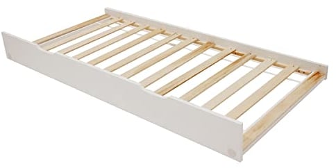Cajón Blanco Marceau, Cama Adicional de Madera con somier y Ruedas, se Puede Guardar Debajo del somier