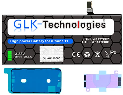 High Capacity Replacement Battery Compatible with Apple iPhone 11 | GLK-Technologies Battery | 3250 mAh Battery | Includes 2 x Adhesive Tape Sets Free Screen Protectors Anti Spy Tank