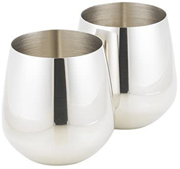 Homiu Insulated Stainless Steel Wine Tumbler | Drinking Vacuum Wine Glass Tumbler Double Walled | Gift for Women, Hot & Cold Drinks | Silver Travel Coffee Mug | Champagne Coffee Tea (2 Pack)