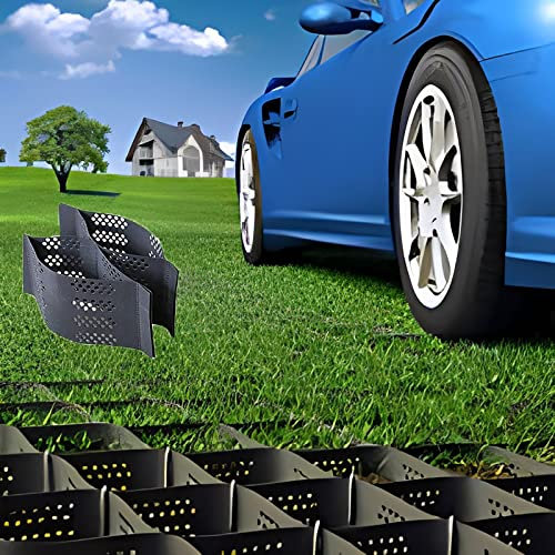 HH- Stabilisateur Gravier Gazon Dalle Stabilisatrice 5 cm/2 pouces de profondeur Perméable Grille géographique Pavés au sol, Pliable Évolutif pour l'aménagement paysager, Places d, 4x5m/13x16ft