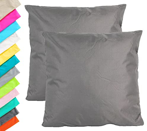 JACK 2er Set Outdoor Kissenhülle Kissenbezug 45x45cm Wasserfest Sitzkissen Lounge Kissen Garten Stuhl Lotus Effekt, Farbe:Anthrazit