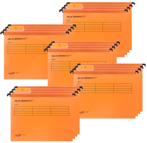 Hängemappen A4,QNLEMON 20 Stück Polypropylen Aktenschrank Hängemappen mit Tabs und Karteneinlagen für Schule Zuhause Arbeit Büro (Orange)