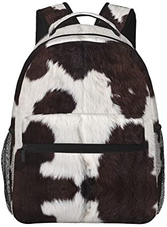 Lässiger Rucksack Kuhfell Abstrakt Afrika Tier Schwarz Klassische Bookbag Wasserabweisende Schultasche Lässiger Tagesrucksack mit Seitentaschen