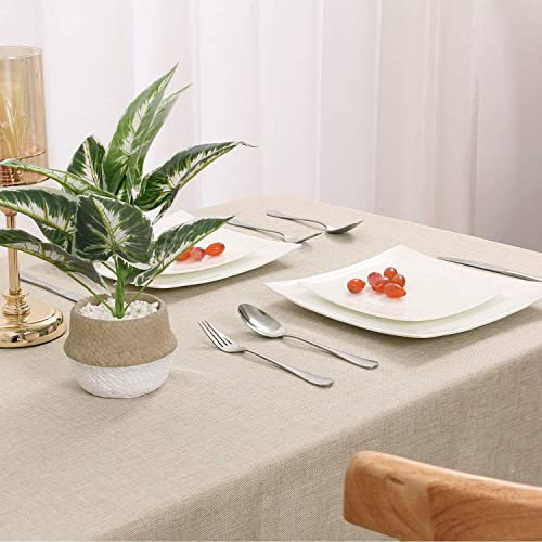 Hiasan Tischdecke Leinenoptik Eckig Tischtuch Wasserabweisend Tischwäsche, 1 Stück, 135 x 300cm, Beige