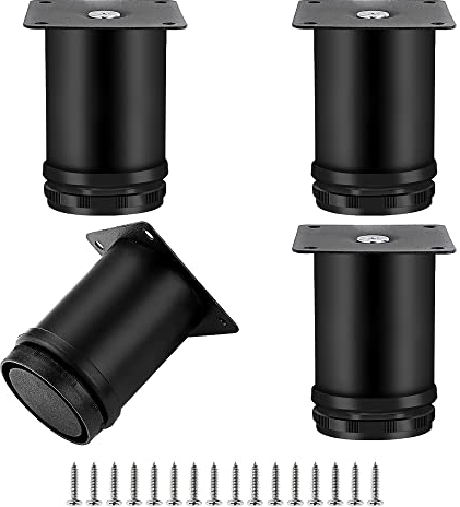 LYCXAMES Möbelfüße, 4 Stück runde Schrankfüße, 5cm verstellbare Möbelbeine, Edelstahl Sockelfüße Tischfuß für Stühle Tisch Schrank und Sofa