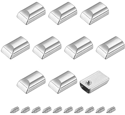 sourcing map 20 Stück Reißverschluss Reparatur Set Metall Reißverschluss Stopper Rechteck Ziehen Top Enden Schwanz Clip Ersatz mit Schraube für DIY Basteln Tasche Jeans Gepäck Silber Ton