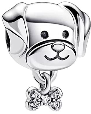 BEEUVIP Damen Haustier Hund und Knochen Charm Anhänger für Armband 925 Sterling Silber Geburtsstein Charms Beads passend für Armband