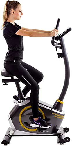 TechFit B410 Magnetisches Fitness Fahrrad Ergometer - Cardio - Fitnessfahrrad mit einstellbarem Sattel, Puls-Sensoren und LCDMonitor. Resistenter Heimtrainer für die perfekte Figur.