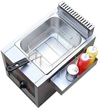 CHEMYO 8L/16L Gas-Fritteuse, Edelstahl-Arbeitsplatten-Fritteuse, mit Korb, Home Kitchen Restaurant