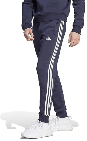 adidas Essentials Fleece 3-Stripes Tapered Cuff Pants Pantaloni Sportivi, Legend Ink, M Uomo