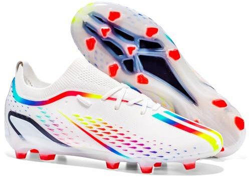 Scarpe da Calcio da Uomo Scarpe da Bambino Scarpe da Cinque Persone Outdoor Indoor Scarpe Chiodate Scarpe da Atletica Scarpe da Softball e Rugby Bianco 35 EU