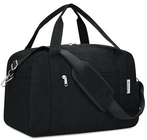 Narwey für Ryanair Handgepäck 40x20x25 Kleine Reisetasche Handgepäck Tasche für Flugzeug Weekender Sporttasche Damen Herren 20L (Schwarz)