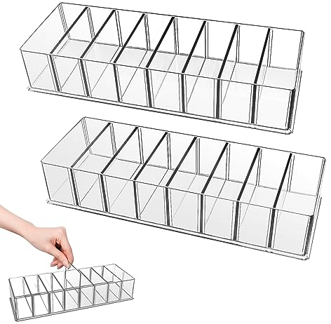 VMUTGA 2 Piezas Organizador de Cajones Acrílico Transparente, Organizador de Maquillaje Desmontable de 8 Compartimento Almacenamiento de Cosméticos para Tocador, Baño, Dormitorio