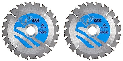 OX Wood Cutting Thin Kerf Circular Saw Blade 136/20mm, 20 Teeth ATB (Pack of 2)