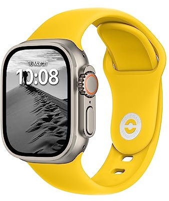 ELETTRONEO SB Correa Deportiva para Apple Watch Ultra 2 49mm, Series 10 46mm, 9 8 7 45mm 41mm, SE 6 5 4 44mm 40mm, 3 2 1 42mm 38mm Pulsera Strap, Amarillo Limón