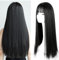 FENYW Lange Schwarze Gerade Perücke mit Pony, 72cm Natuaral Synthetische Schwarze Perücken für Frauen, Cosplay Schwarze Perücke Wig, Lang Schwarz Glatt für Halloween Kostümparty Tägliche Party Cosplay