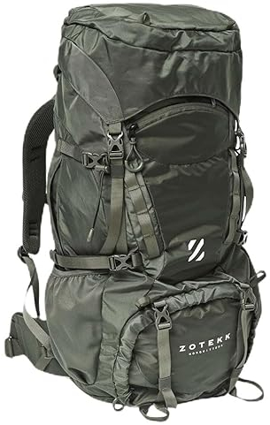 ZOTEKK | Trekking Backpack 50L | Großer Campingrucksack Reiserucksack Wanderrucksack | Gepolsterter Rücken und verstellbare Schultergurte - Army