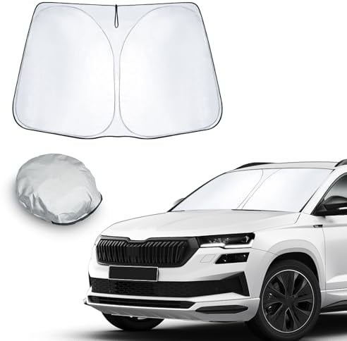CDEFG Kompatibel mit Skoda Karoq 2017-2023 2024 Sonnenschutz Abdeckungen Frontscheibe Sonnenschirm Die Vordere Schallwand Windschutzscheibe Auto Sonnenblende Karoq Kodiaq RS Sportline Zubehör