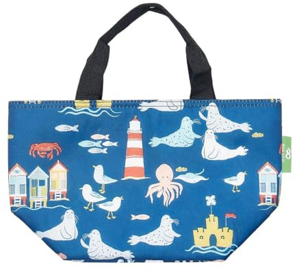 Eco Chic Lightweight Foldable Insulated Lunch Bag Water Resistant Cooler Bag (Seaside Navy)