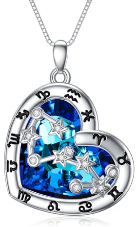 enjoylifecreative Damen Skorpion Sternzeichen Halskette Sterlingsilber Scorpio Sternbilder Stern Kristall Anhänger Kette Horoskop Astrologie Geburtstag Schmuck Geschenke für Frauen Mädchen