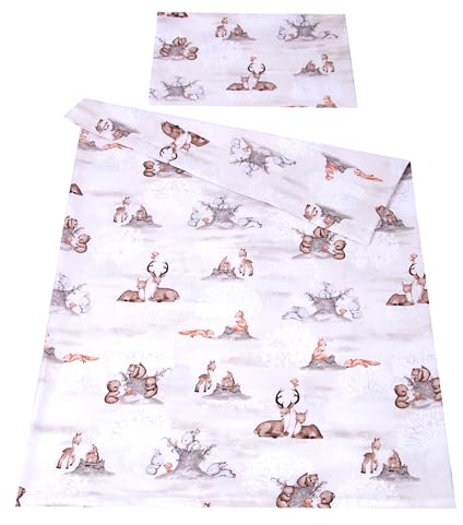 Babylux Bettwäsche Bezug 2 TLG. 100 x 135 cm / 90 x 120 cm Kinderbettwäsche Bettwäsche Kind Bettset Baby Babybettwäsche (133. Waldtiere, 90 x 120 cm)