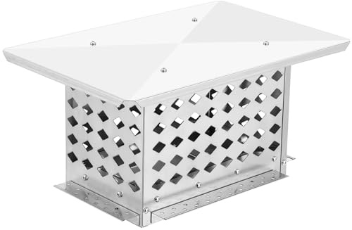 MERXENG 8 x 13 Chimney Cap, 304 Stainless Steel Fireplace Chimney Cover Flue Caps, with Adjustable Metal Strips, Screws & Gloves