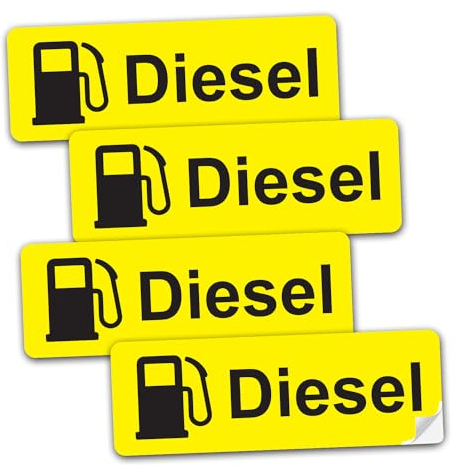 SAFESIGN (4 Pack) Diesel Stickers - Self Adhesive Waterproof Diesel Sticker for Fuel Cap & Tank