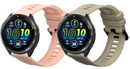 kwmobile Pulsera compatible con Garmin Forerunner 965/965 Solar/Forerunner 955/955 Solar correa - 2x Correas de silicona flexible - Tamaño ajustable