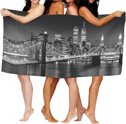 Latwerio Strandtuch New York, 3D Handtuch New York Badetücher, Absorbierendem Strandtuch Mikrofaser Weich Badetuch für Camping Fitnessstudio Reise Strandhandtuch 80x160 cm A7719