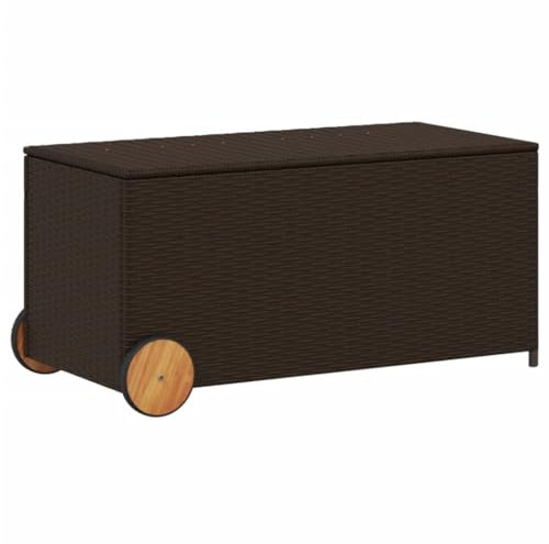 Willood Gartentruhe mit Rollen Braun 190L Poly Rattan