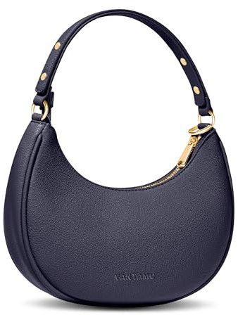 Vantamo Moonbag Pochette Donna - Borsa a mezzaluna in ecopelle con antifurto RFID e tracolla regolabile - luna con cerniere dorate e clip anti-borseggio - forma di luna per tutti i giorni