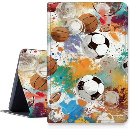 Fußball-Schutzhülle für iPad Pro 11 Zoll (Modell 2024, 5. Generation), stoßfest, PU-Leder, klappbar, verstellbarer Ständer, mit automatischer Sleep/Wake-Funktion, für iPad Pro 5. Generation 2024