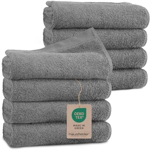 Hausfelder Handtücher 8er Set, 50x100cm, Grau | Premium 500g/m² Handtuch Set, 100% Baumwolle, Ökotex Zertifiziert, Farbe: Grau