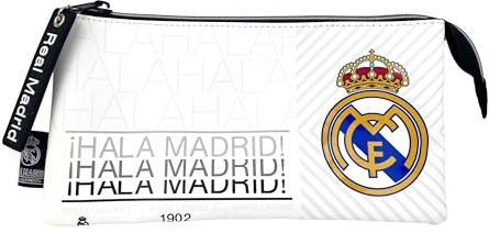 CYPBRANDS Unisex Kinder Real Portatodo Triple-Hala Madrid Federmäppchen, weiß