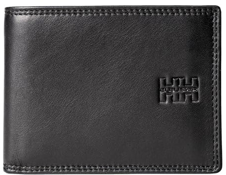 Elbleder Geldbörse Herren Leder mit Münzfach | Schwarz | RFID-Schutz | Portemonnaie Echtleder | Geldbeutel Business für 10 Karten | Design Wallet Polo 105-01 BK