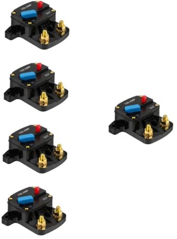 iplusmile 5pcs Car Circuit Breaker Power Inverter Car Inverter Acoustic Breaker Voltage Adapter Breaker Bar Car Amp Car Inline Fuse Holder Fuse Tap Rv Circut Breaker Brass Black