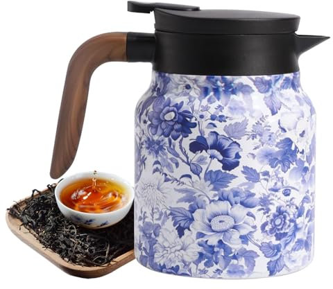 Bouilloire à motif floral, théière thermique en acier inoxydable avec filtre intégré | Théière chaude en acier inoxydable pratique pour salon, décoration d'intérieur
