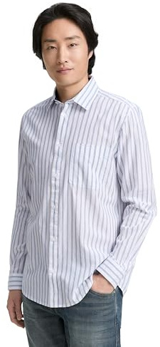 Tom Tailor Herren 1047327 Regular Fit Hemd mit Streifenmuster (1er Pack)