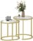 HOMCOM Lot de 2 Tables Basses Tables d'appoint gigognes en Acier et Plateau Verre trempé Transparent - Table Ronde et Ovale - Transparent